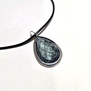 Necklace Black 18" Cord With Silver Black And Gray Pendant Ghost Earrings